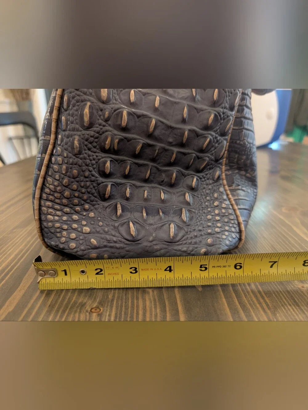 Brahmin Large Blue Brown Croc Satchel Purse Handbag